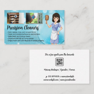 House Cleaners Working Chores Maid Illustration Business Card
