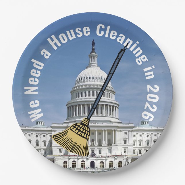 House Cleaning 2026 Election Paper Plate (Front)