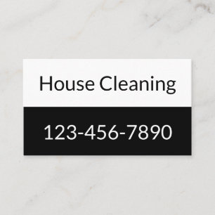 House Cleaning Black and White Phone Number Business Card