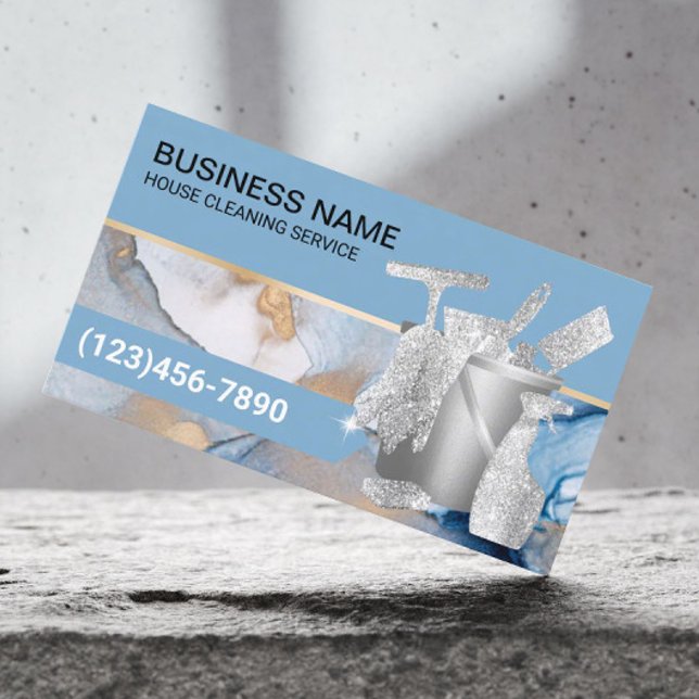 House Cleaning Blue Watercolor Housekeeping Business Card (Creator Uploaded)