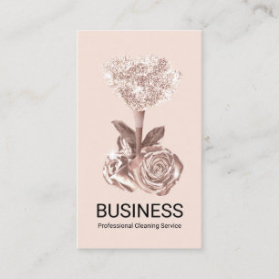 House Cleaning Blush Pink Housekeeping Maid Business Card