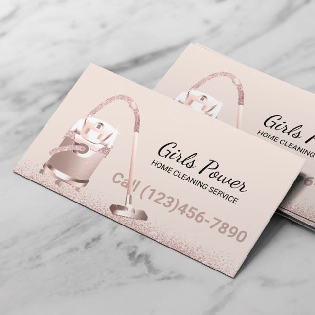 House Cleaning Blush Rose Gold Carpet Cleaning Business Card (Creator Uploaded)