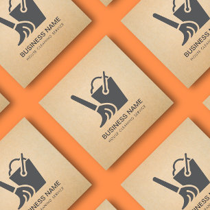 House Cleaning  Bucket Logo Rustic kraft  Square Business Card