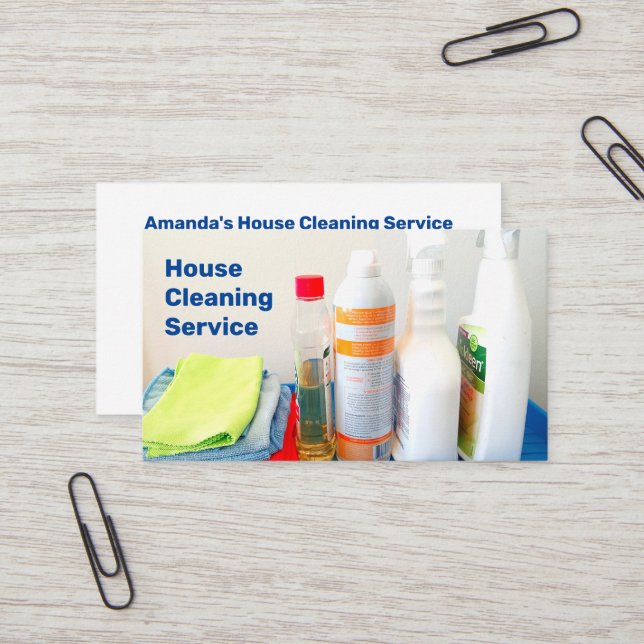 House Cleaning Business Card Cloths and Cleaners (Front/Back In Situ)
