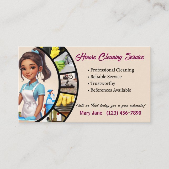 House Cleaning Business Cards (Front)
