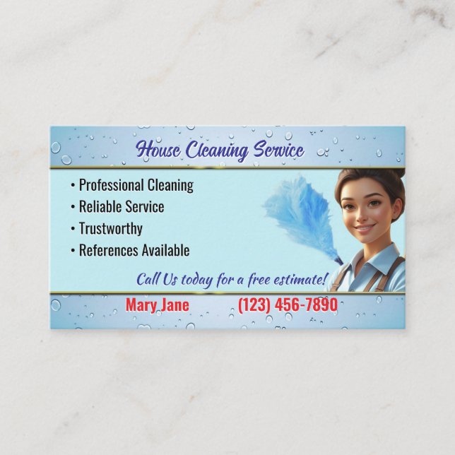 House Cleaning Business Cards (Front)