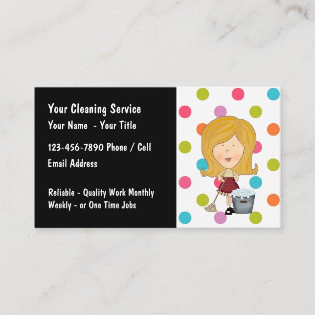 House Cleaning Business Cards Stylish Design (Front)