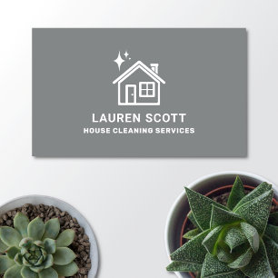 House Cleaning Cleaner Simple Minimalist Grey Business Card