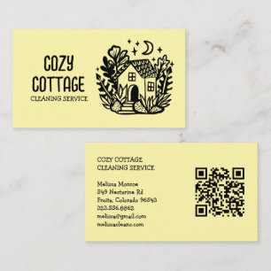 House Cleaning Cute Cottage Art Custom QR Code Business Card