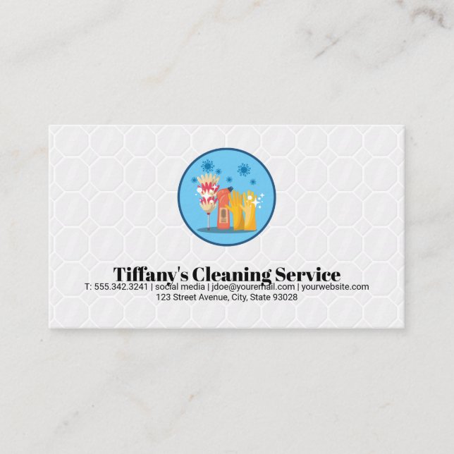House Cleaning Equipment | Floor Tiling Background Business Card (Front)