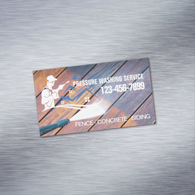 House Cleaning Fence Power Washer Pressure Washing Magnetic Business Card (In Situ)