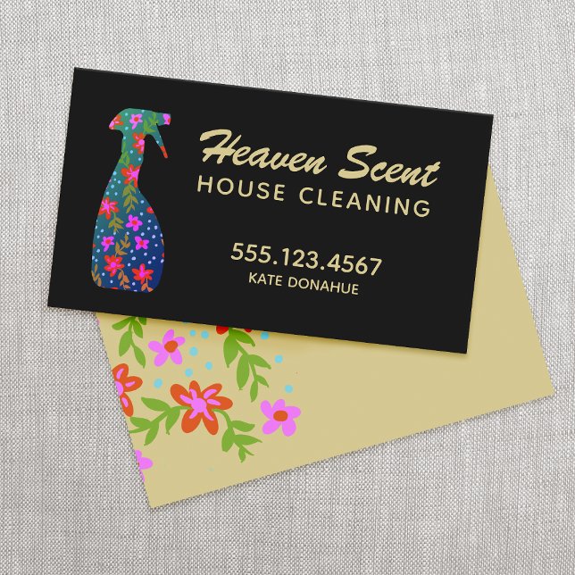  House Cleaning  Floral Spray Bottle  Business Card (Creator Uploaded)