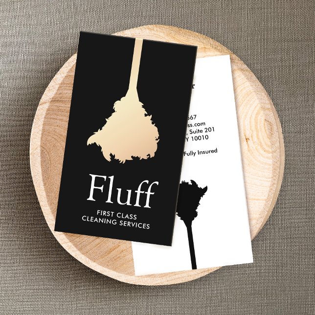 House Cleaning Gold Feather Duster  Business Card (Creator Uploaded)
