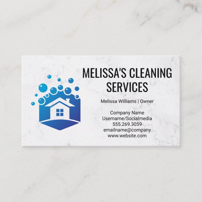 House Cleaning | Home Bubbles Icon Business Card (Front)