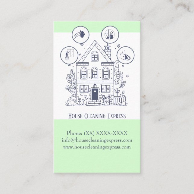 House Cleaning Home Services Charming Business Car Business Card (Front)