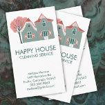 House Cleaning Home Services Charming Business Card<br><div class="desc">Illustrated with a sweet house. Perfect business card for house cleaning services and other home maintenance businesses. The card is single sided but feel free to change to a double sided version. Change the text, font and colours of this customisable business card. Hand drawn by me. Check my shop for...</div>