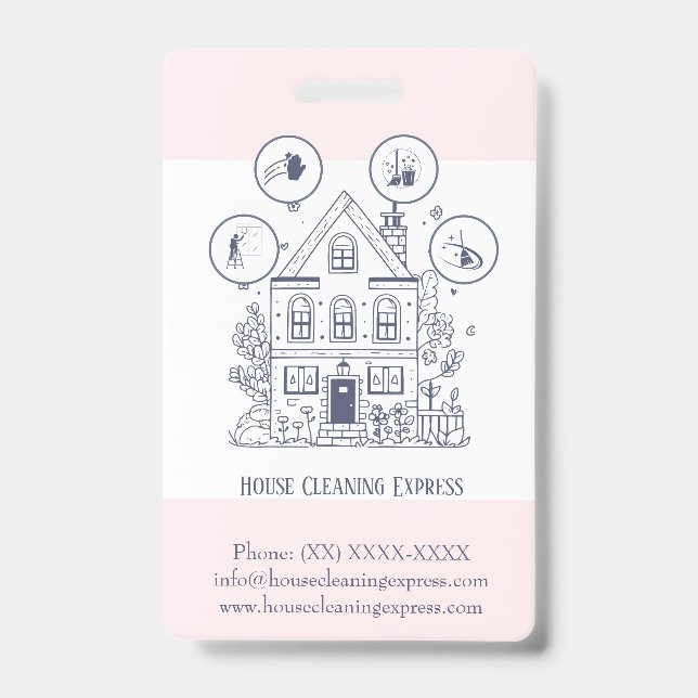 House Cleaning Home Services Charming ID Badge (Front)