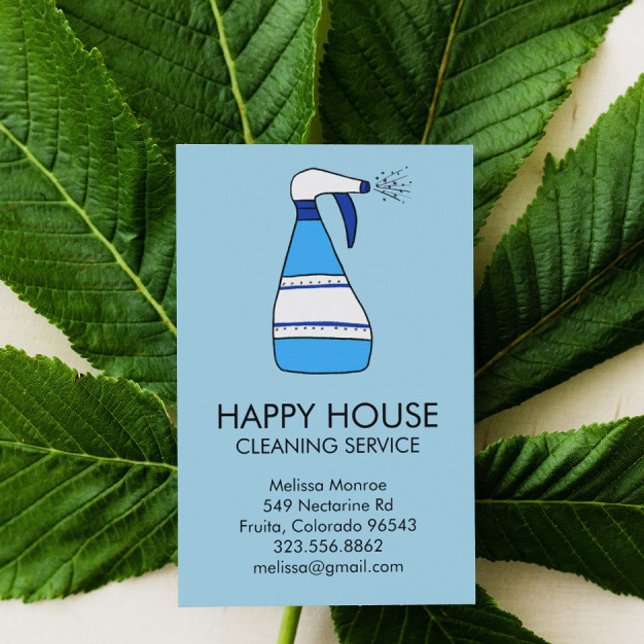 House Cleaning Home Services Supplies Spray Bottle Business Card (Creator Uploaded)