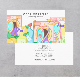 House Cleaning Home Services Watercolor Colorful Business Card