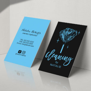 House Cleaning Housekeeping Maid Service Black Business Card