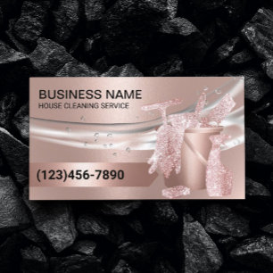 House Cleaning Housekeeping Modern Rose Gold  Business Card