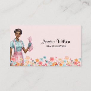 House Cleaning Housekeeping Retro Maid Service  Business Card