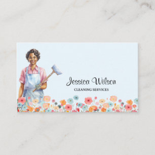 House Cleaning Housekeeping Retro Maid Service  Business Card