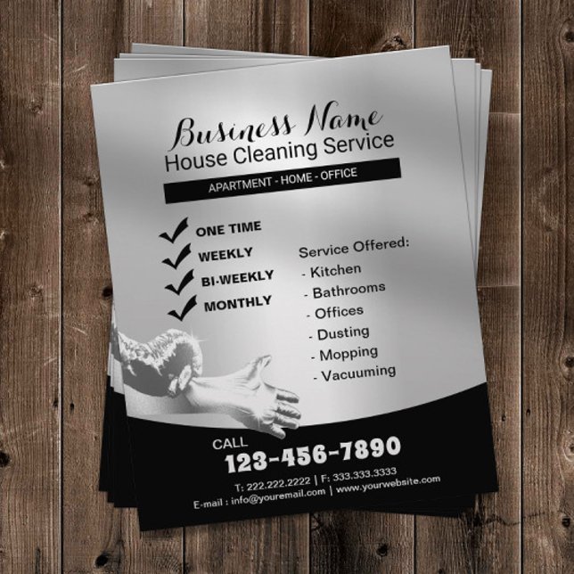 House Cleaning Housekeeping Service Modern Silver Flyer (Creator Uploaded)