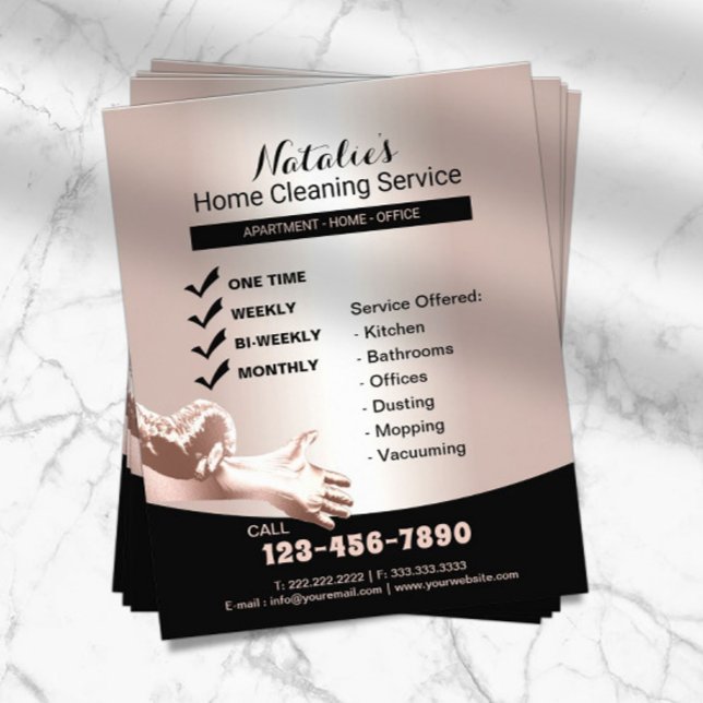 House Cleaning Housekeeping Service Rose Gold  Flyer (Creator Uploaded)