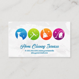 House Cleaning Icons and Chore Services Business Card