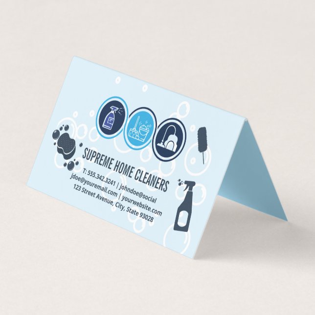 House Cleaning Icons | Cleaner Tools  Business Card (Front)
