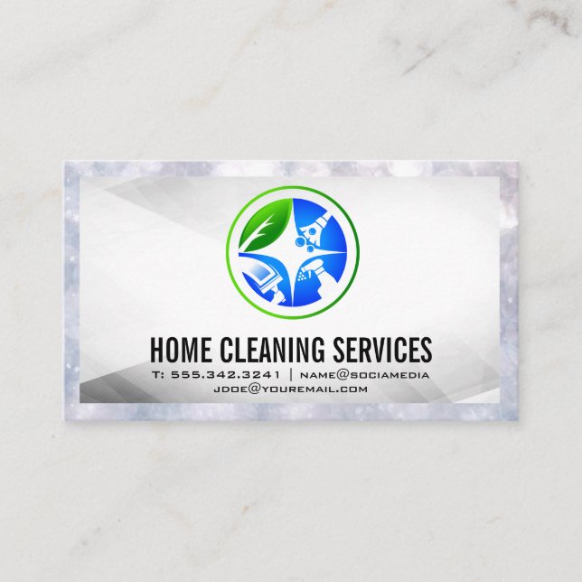 House Cleaning Icons | Maid Services Business Card (Front)