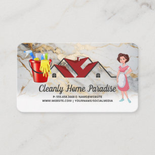 House Cleaning Janitorial Hotel Worker Business Card