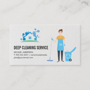 House Cleaning Logo Cleaner Lady Business Card