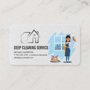 House Cleaning Logo Cleaner Lady Maids Business Card