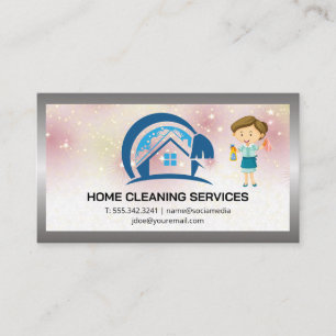 House Cleaning Logo   Maid  Business Card