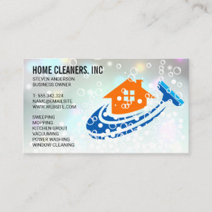 House Cleaning Logo   Maid   Soap Bubbles Business Card