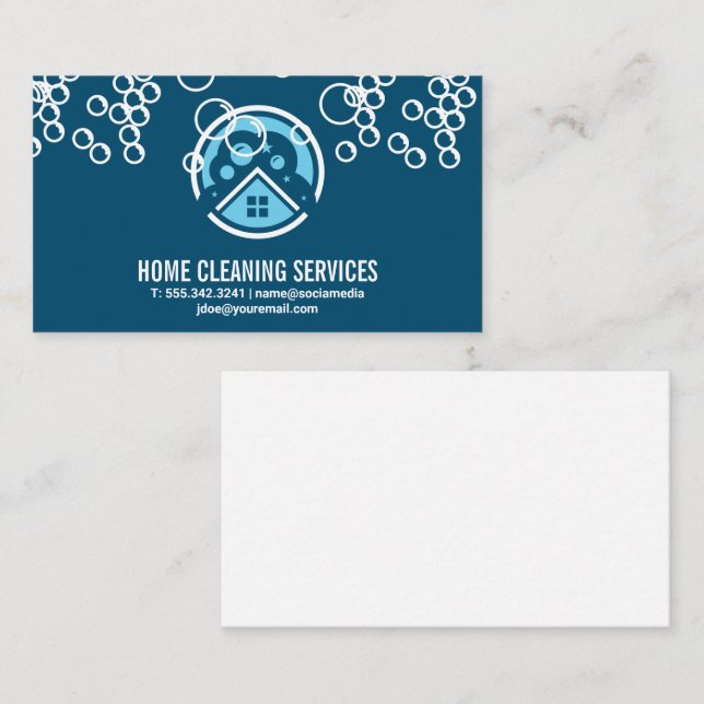 House Cleaning Logo | Soap Bubbles Business Card (Front/Back)