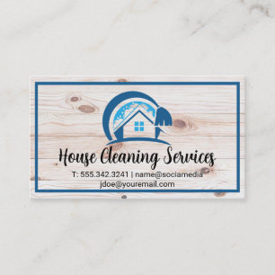 House Cleaning Logo   Wooden Board Business Card