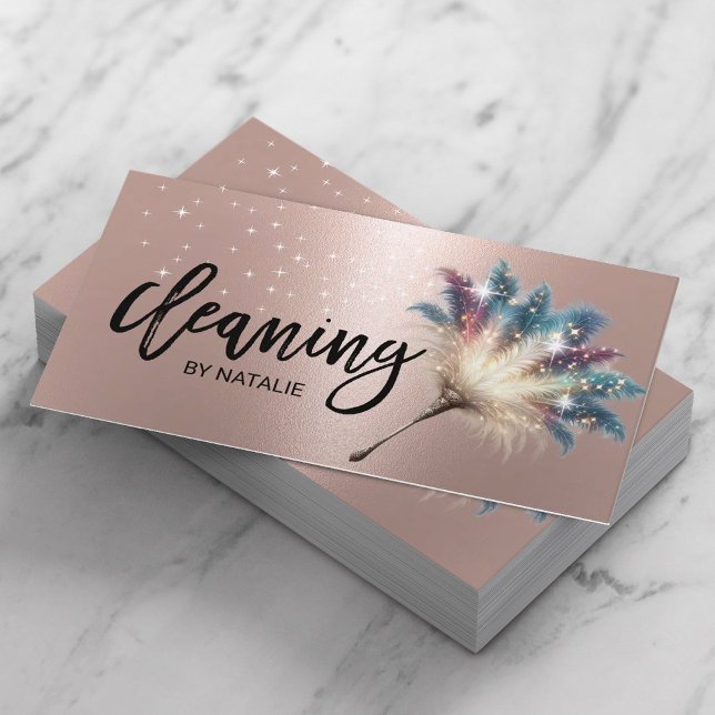 House Cleaning Magical Maid Service Rose Gold  Business Card (Creator Uploaded)