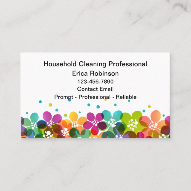 House Cleaning Maid Colorful Business Cards (Front)