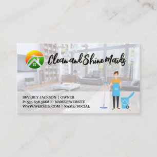 House Cleaning Maid Logo   Living Room Business Card