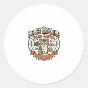 House Cleaning Maid Service Cat House Cleaning Mai Classic Round Sticker