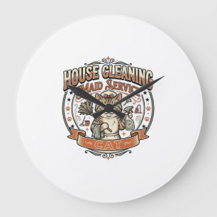 House Cleaning Maid Service Cat House Cleaning Mai Large Clock