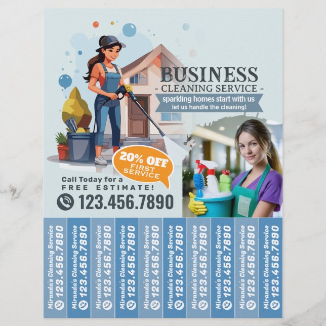 House cleaning Maid Service Flyer Tear Off Strips (Front)