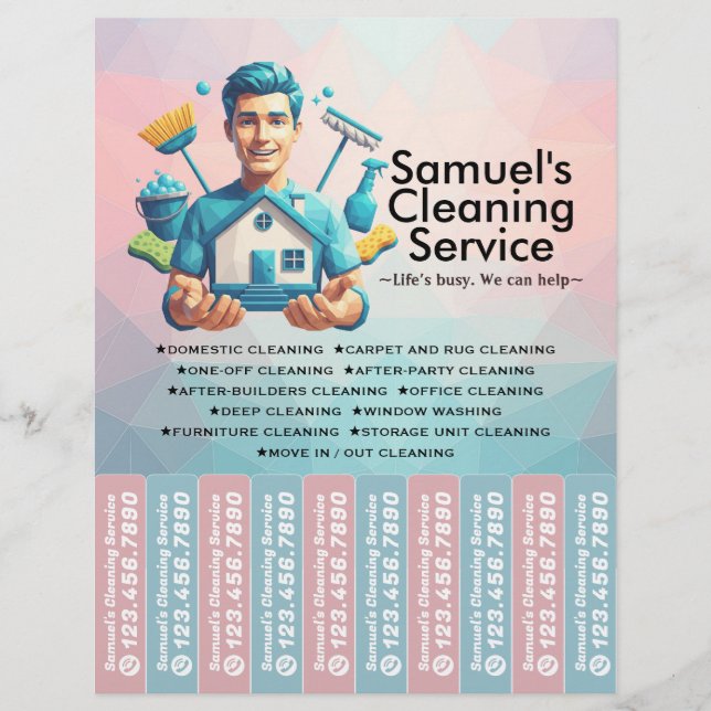 House cleaning Maid Service Flyer Tear Off Strips (Front)