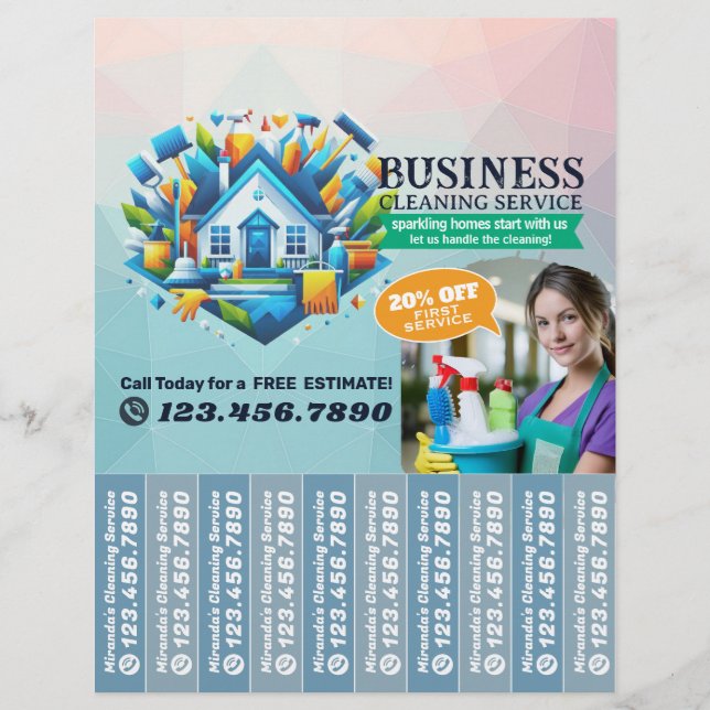 House cleaning Maid Service Flyer Tear Off Strips (Front)