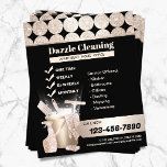 House Cleaning Maid Service Geometric Black Gold  Flyer<br><div class="desc">Home Cleaning Service Geometric Gold Glitter Housekeeping Flyers.</div>