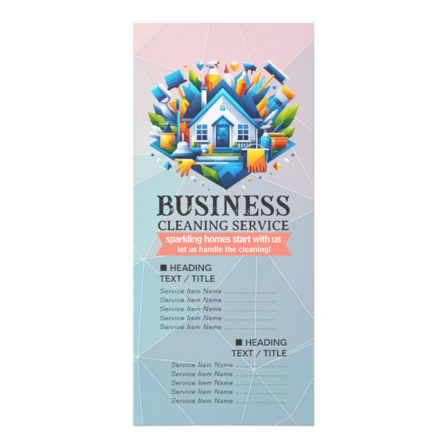 House Cleaning Maid Service Housekeeping Price Rack Card (Front)