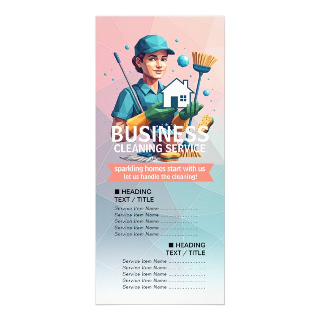 House Cleaning Maid Service Housekeeping Price Rack Card (Front)